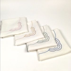 Vintage Linen Embroidered Tablecloths 40" Square Bridge or Card Table Set of 4